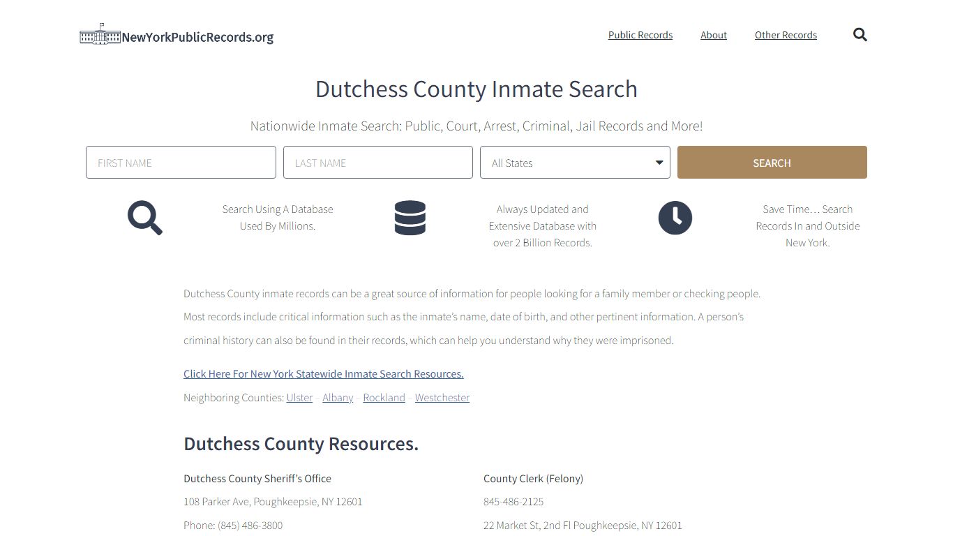 Dutchess Dutchess County Inmate Search - Current & Past Jail Records